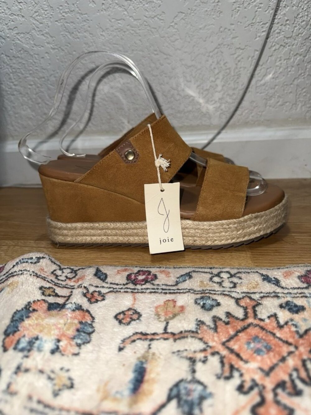 Joie Tan Camel Suede Espadrille Wedge Sandals Platform Slides Size 7.5 NEW - Picture 3 of 8